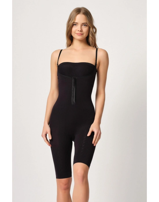 SİYAH MI Emay 2093 Ön Agraflı Göğsü Açık Paçalı Boy Korse