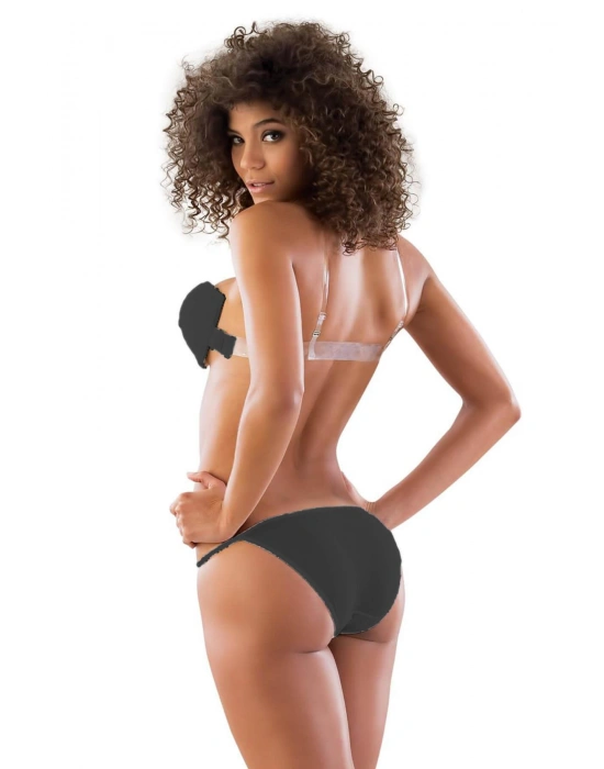 SİYAH MI Emay 2722 Strablez Sırtı Şeffaf Sütyen Takım Push-up