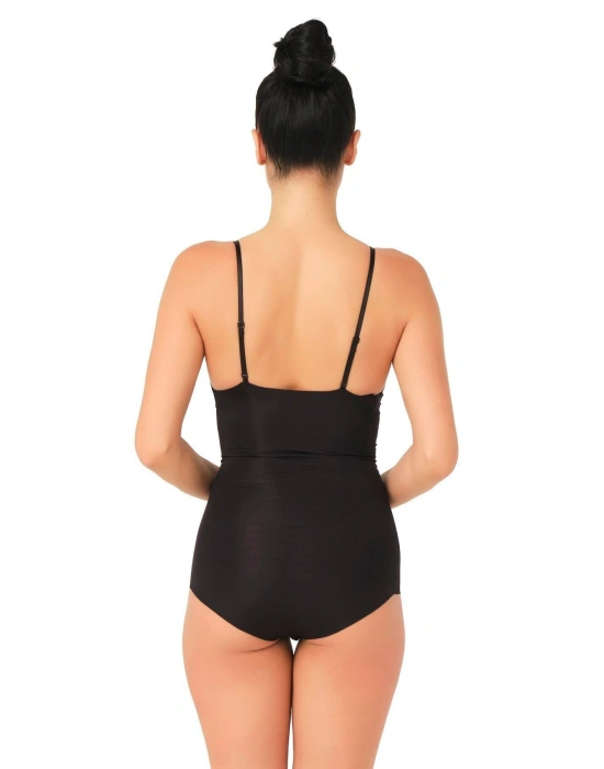 SİYAH MI Emay 2723 Lazer Kesim Göğsü Açık Slip Korse