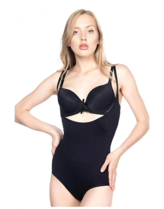 SİYAH MI Emay 2811 Göğsü Açık Slip Boy Lazer Korse