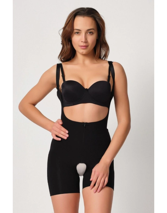 SİYAH MI Emay 2834 Göğsü Açık Ferumalı Tül Popo Boy Lazer Korse