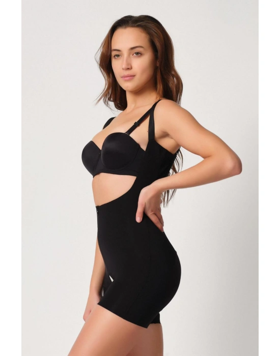 SİYAH MI Emay 2834 Göğsü Açık Ferumalı Tül Popo Boy Lazer Korse