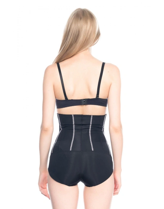 SİYAH MI Emay 2886 Yüksek Bel Tül Slip Lazer Korse