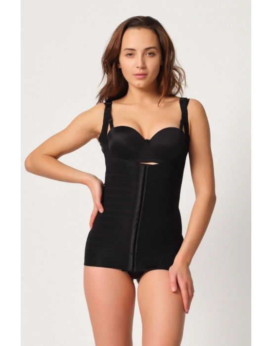 SİYAH MI Emay 2916 Karyoka Destekli Agraflı Atlet Korse