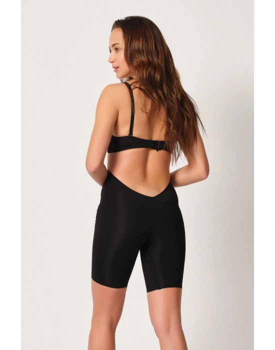 SİYAH MI Emay 2927 Bel Dekolteli Balenli Paçalı Lazer Korse