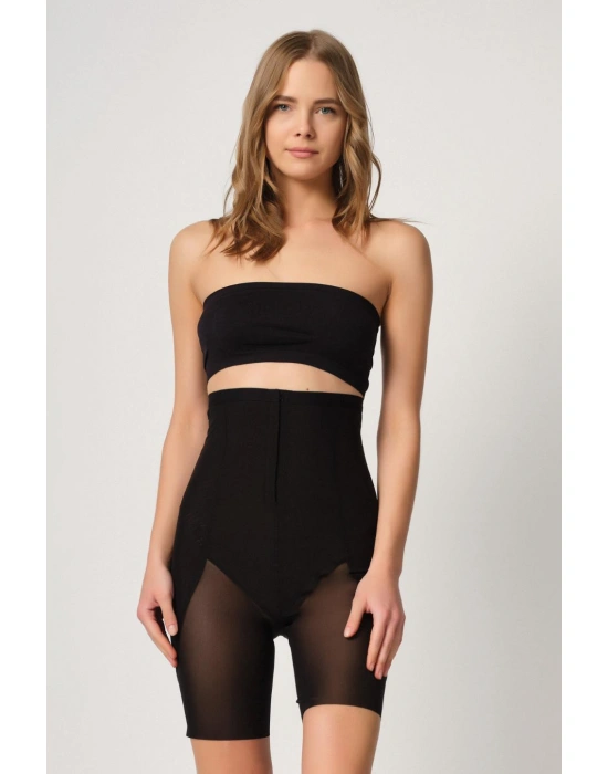 SİYAH MI Emay 2928 Ön Agraflı Tül Paçalı Lazer Korse