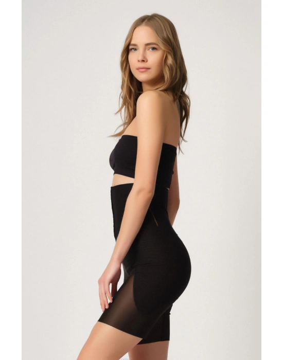 SİYAH MI Emay 2928 Ön Agraflı Tül Paçalı Lazer Korse