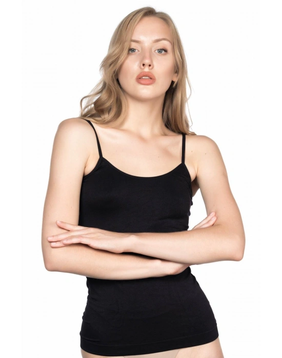 SİYAH MI Emay 5001 Soft İp Askılı Uzun Atlet