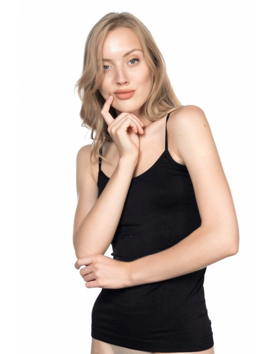 SİYAH MI Emay 5001 Soft İp Askılı Uzun Atlet