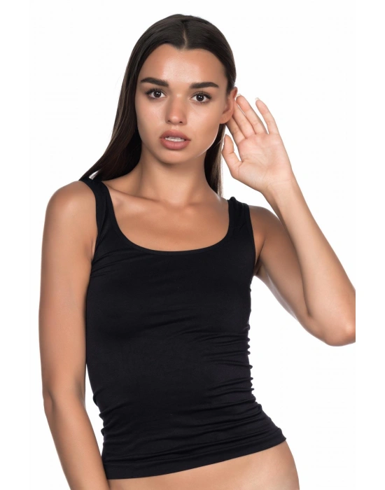 SİYAH MI Emay 5002 Soft Kalın Askılı Uzun Atlet