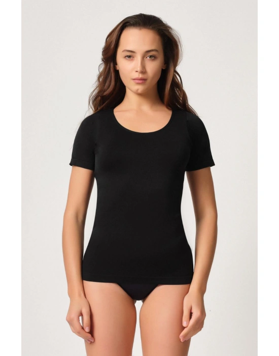 SİYAH MI Emay 5004 Soft Yarım Kollu Atlet