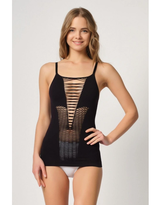 SİYAH MI Emay 5038 İp Askılı Fantazi Atlet Korse