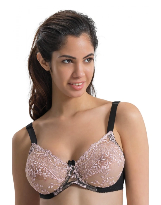 SİYAH-PEMBE MI Emay 148 C Balenli Toparlayıcı Sütyen