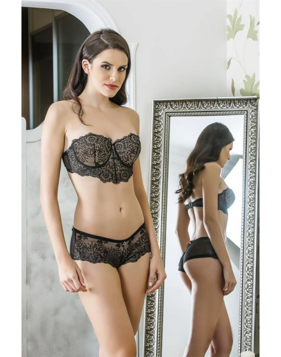 STRAPLEZ SÜTYEN, BOXER TAKIM SİYAH (MGP3513)