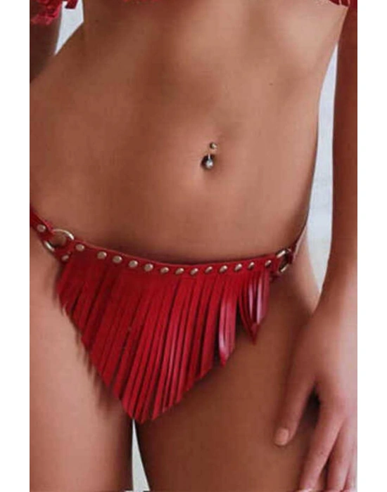 Suni Yumuşak Deri Harness Fantezi Tanga Külot  81031