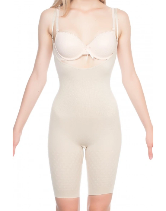 TEN MI Emay 2038 Popo ve Göğsü Açık Paçalı Boy Korse