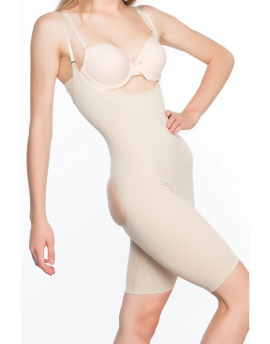 TEN MI Emay 2038 Popo ve Göğsü Açık Paçalı Boy Korse