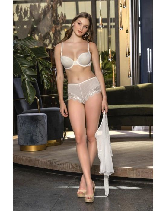 TRANSPARAN BOLERO, SÜTYEN VE BOXER TAKIM EKRU (MGP31433)