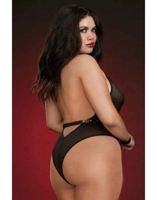 Tül Ve Harness Sexi Suni Yumuşak Deriden Yapılmış Kelepceli Babydoll 51029BT