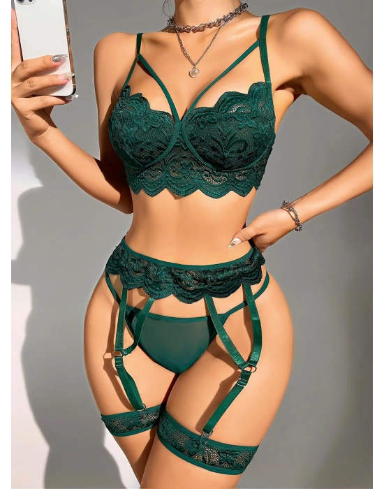 Yeşil Jartiyer Fantezi 5'li Takım 2062