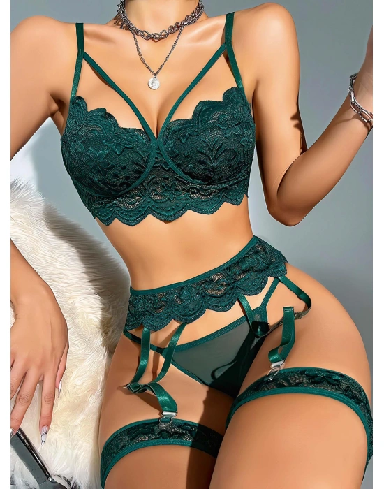 Yeşil Jartiyer Fantezi 5'li Takım 2062