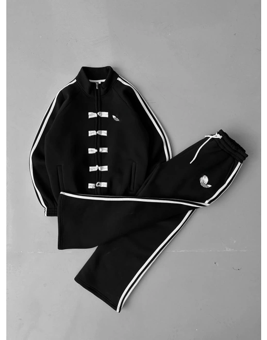 3 iplik Şardonlu Eşofman Takım Siyah