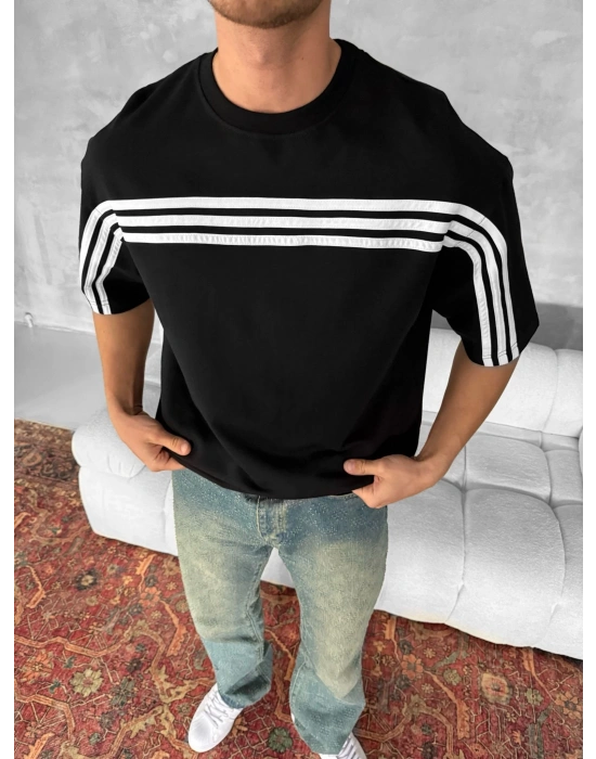 Ön Şerit Detay Unisex Tshirt