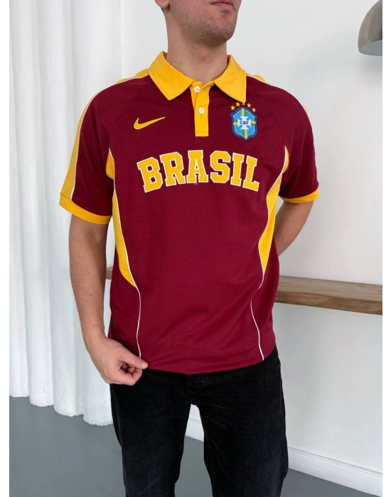 BRZ Polo Yaka Unisex Tshirt Bordo