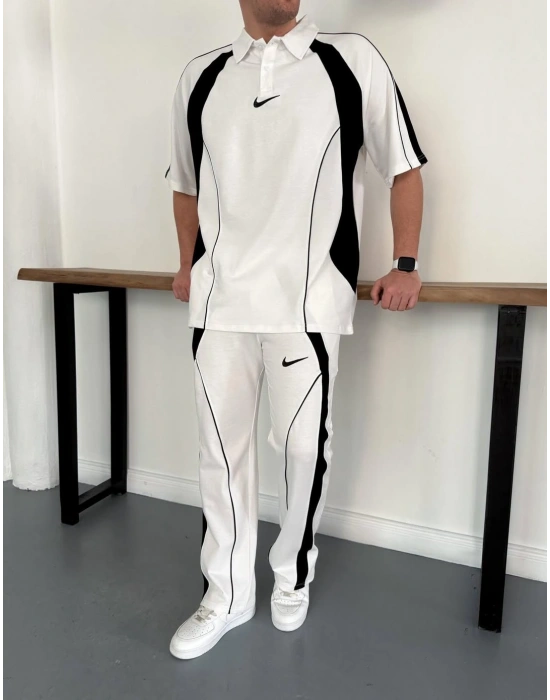 Nakış Detay Unisex Eşofman Takımı Beyaz