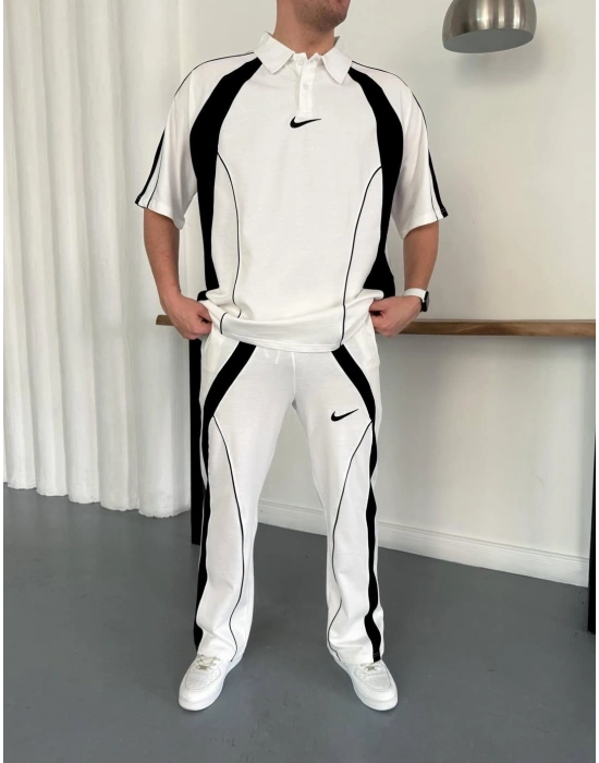 Nakış Detay Unisex Eşofman Takımı Beyaz