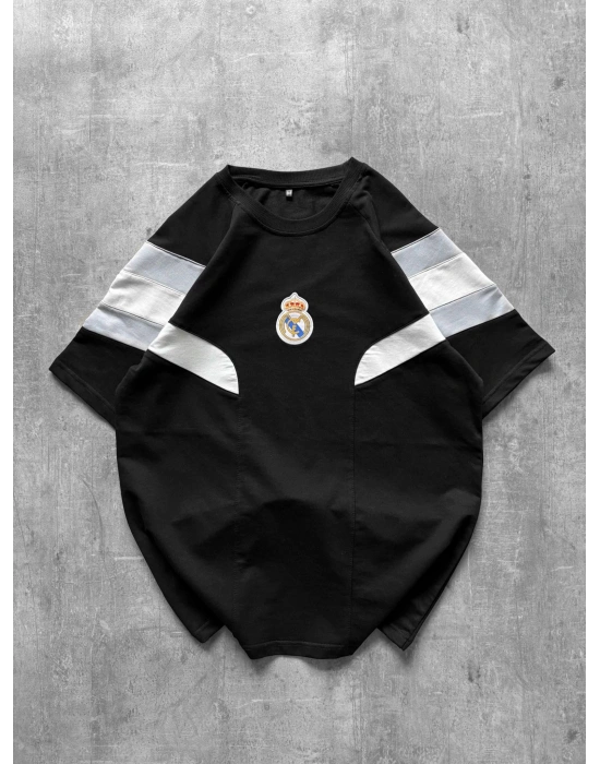 RM Nakışlı Oversize Unisex Tshirt Siyah