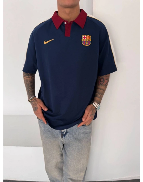 Fcb Polo Yaka Unisex Tshirt Lacivert
