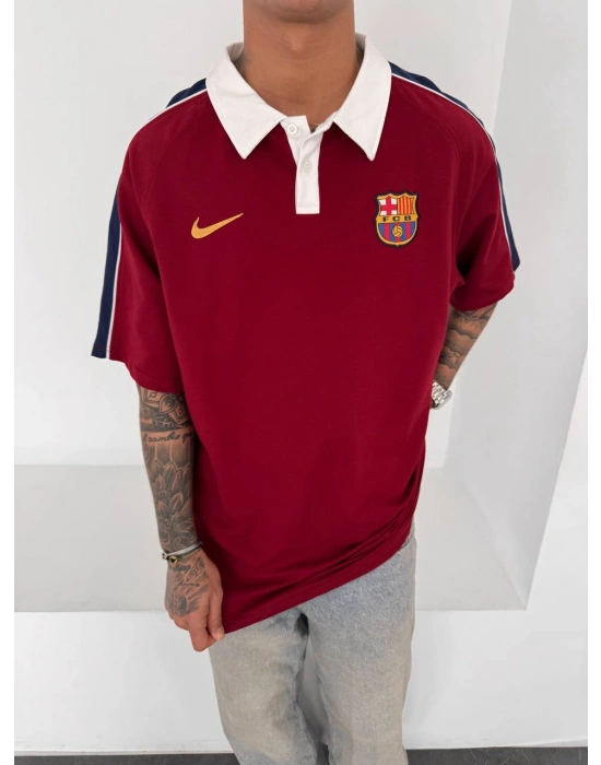 Fcb Polo Yaka Unisex Tshirt Kırmızı