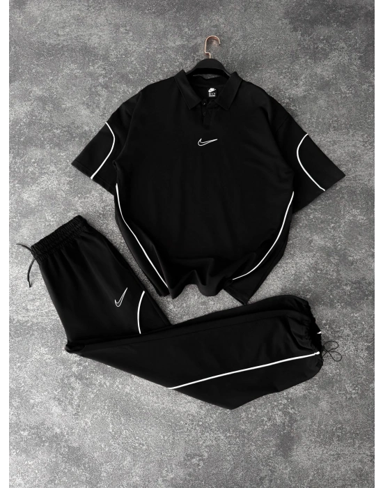 Paça Ayarlanabilir Nk Unisex Eşofman Takım Siyah