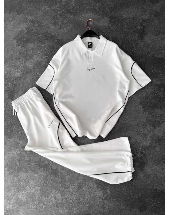 Paça Ayarlanabilir Nk Unisex Eşofman Takım Beyaz