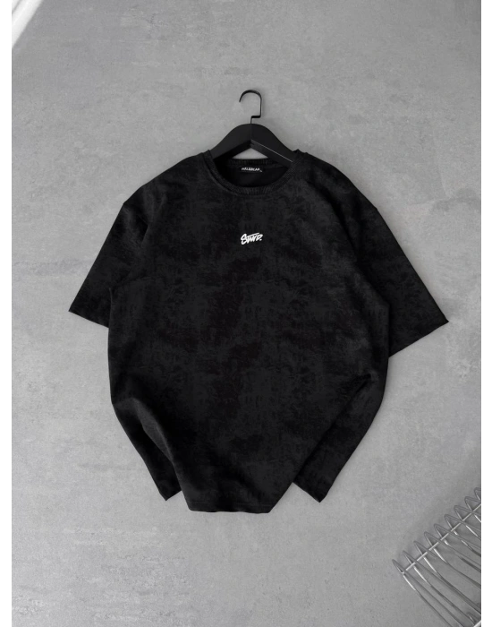 SW Yıkamalı Oversize Unisex Tshirt Siyah