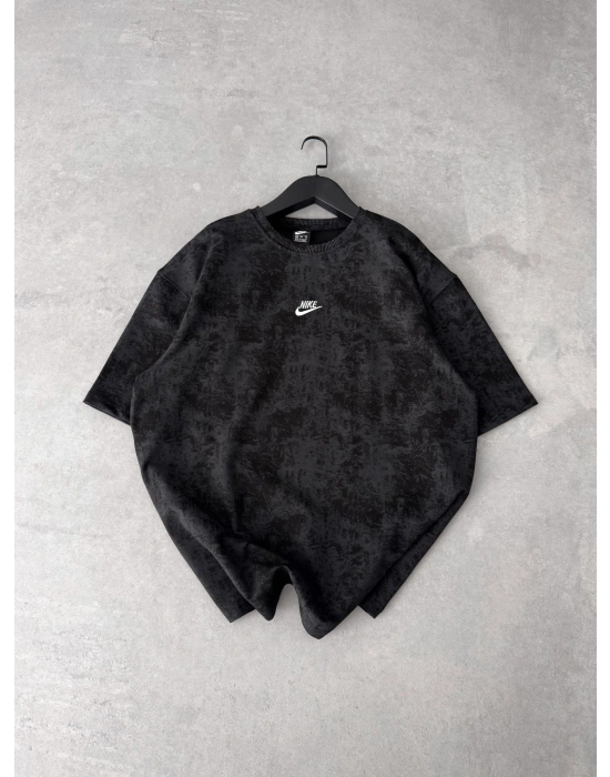 Basic Yıkamalı NK Oversize Tshirt Siyah