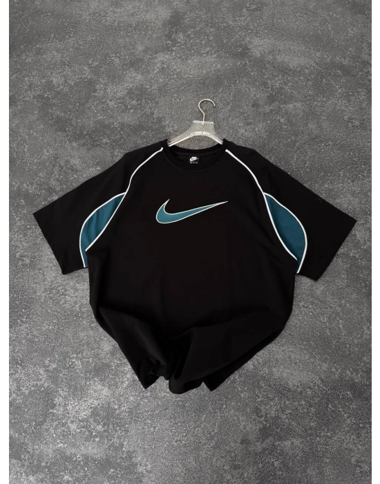 Nakış Detay Oversize Tshirt Siyah