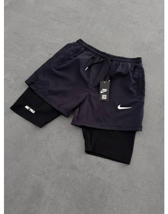 Spor Taytlı Şort Siyah