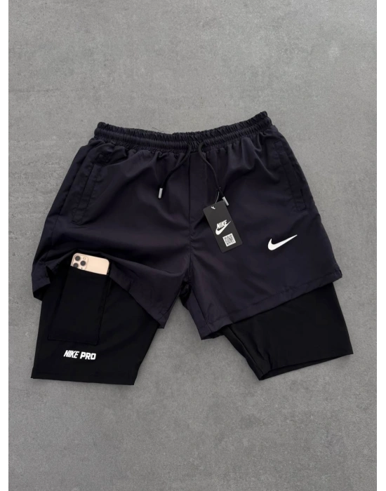 Spor Taytlı Şort Siyah