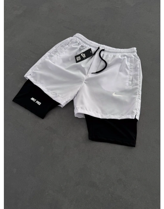 Spor Taytlı Şort Beyaz