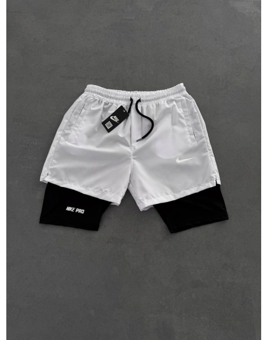 Spor Taytlı Şort Beyaz