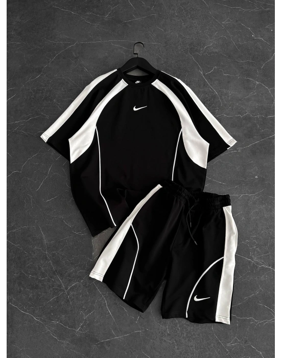 Oversize Nk Şortlu Takım Siyah