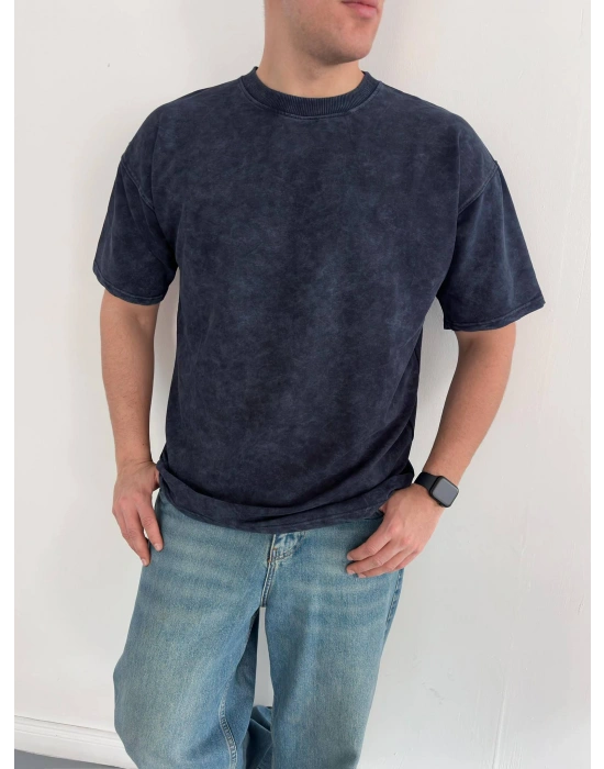 Basic Yıkamalı Oversize Tshirt Gri