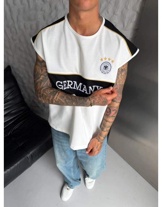 Germany Sıfır Kol Tshirt Beyaz