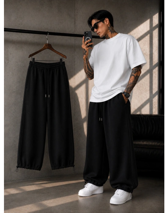 PAÇA AYARLANABİLİR BASİC BAGGY EŞOFMAN SİYAH