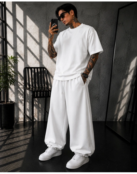 PAÇA AYARLANABİLİR BASİC BAGGY EŞOFMAN BEYAZ