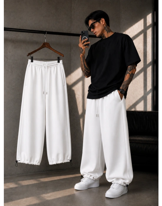 PAÇA AYARLANABİLİR BASİC BAGGY EŞOFMAN BEYAZ