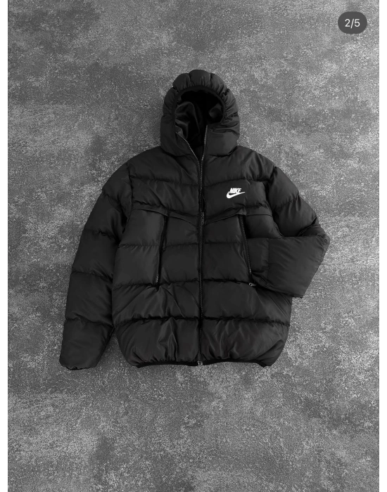 KAPÜŞONLU PUFFER ŞİŞME MONT SİYAH