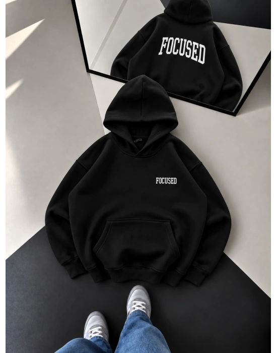 247 OVERSİZE KAPÜŞONLU SWEATSHİRT SİYAH